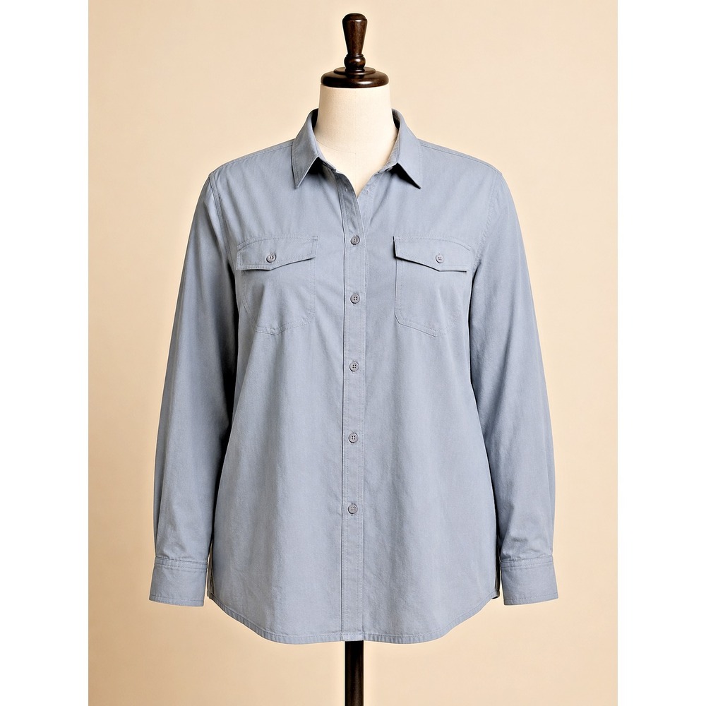 Eddie Bauer Women's Classic Fit Button-Up Shirt – XXL – Light Blue, New with Tag